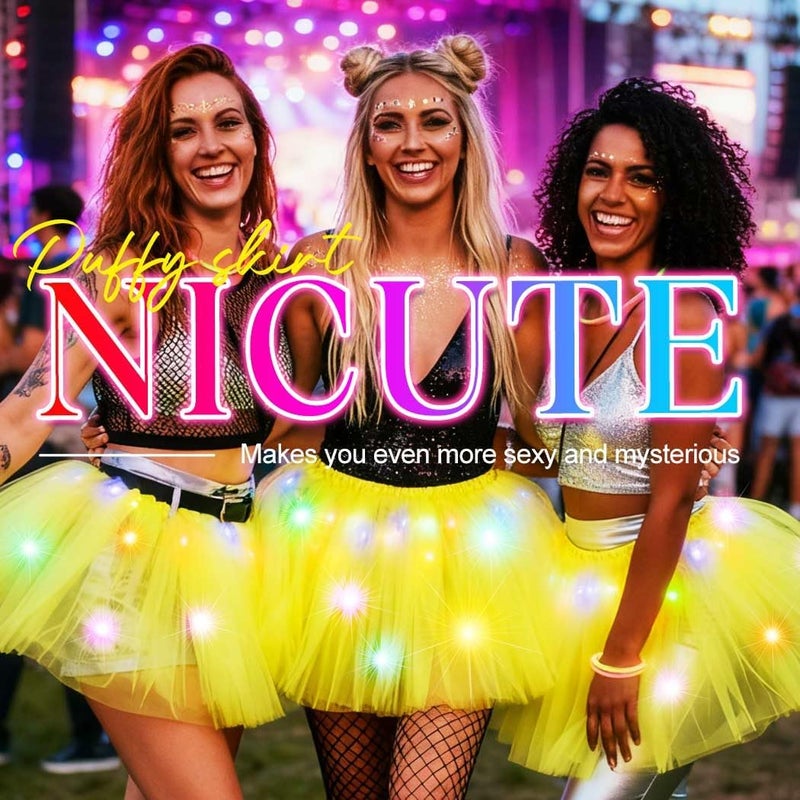 Nicute Light Up Tutu Led Layered Tulle Tutus Skirt for Women - Image 2